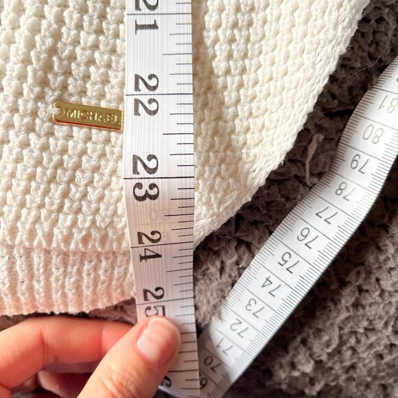 Michael Kors White Women's Medium Long Sleeve Cable Knit Turtle Neck Sweater - Picture 6 of 7